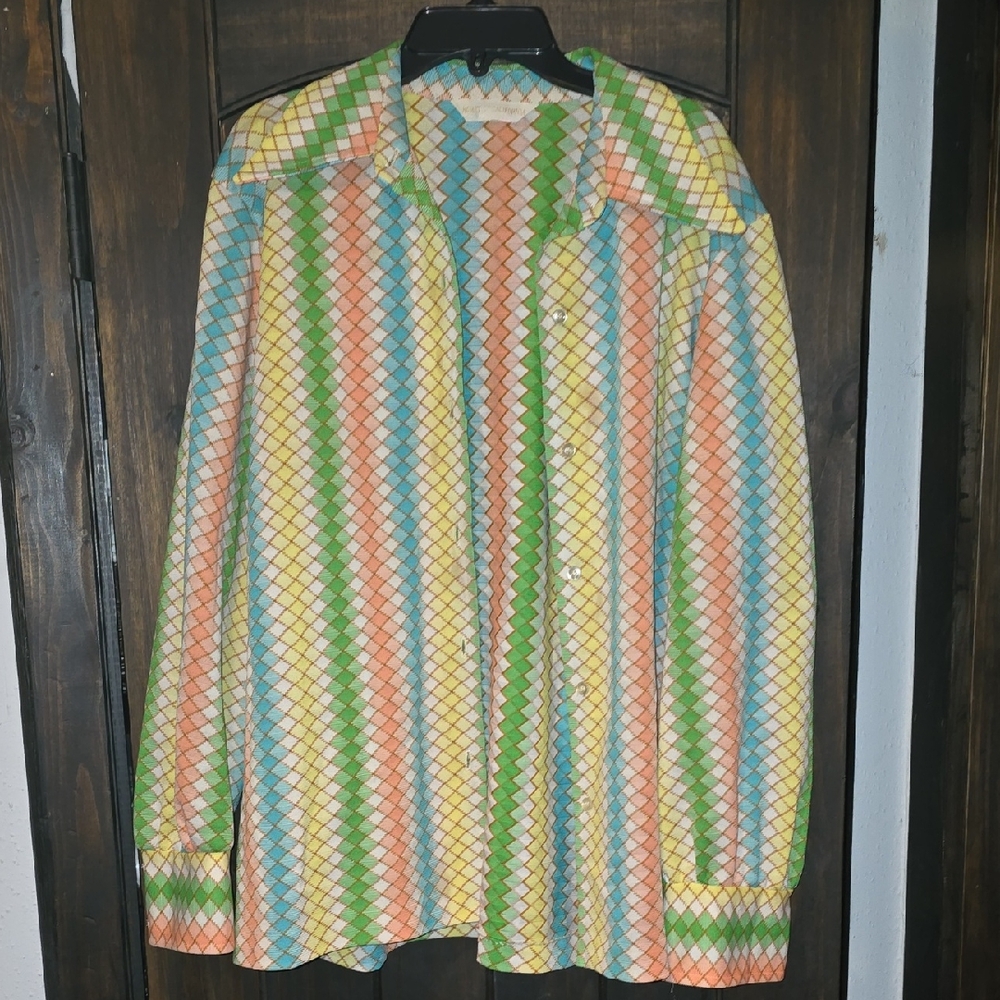 Vintage Koret Multicolor Zigzag Pattern Top